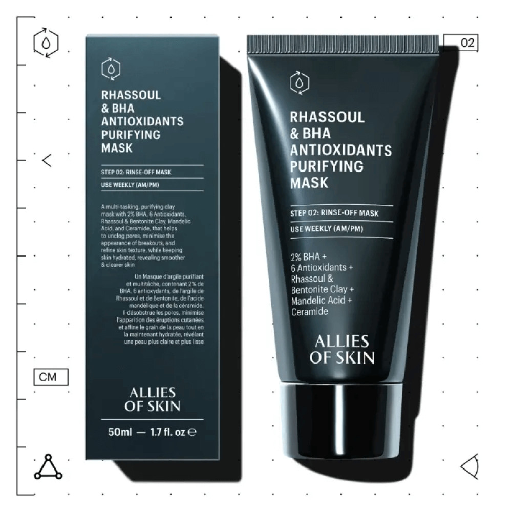 Очищаюча маска для обличчя - Allies Of Skin Rhassoul & BHA Antioxidants Purifying Mask фото 3