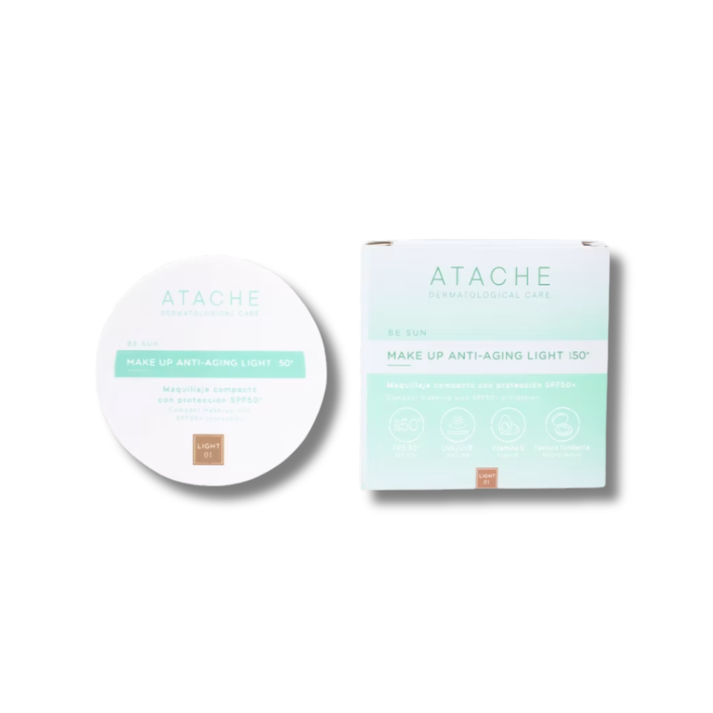 Компактный солнцезащитный антивозрастной крем с тоном - Atache Be Sun Make Up Anti-Aging SPF 50+ фото