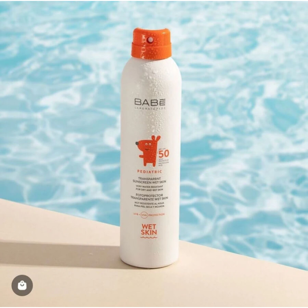 Дитячий cонцезахисний спрей прозорий водостійкий з матуючим ефектом SPF50+ - Babe Laboratorios Pediatric Transparent Sunscreen Wet Skin SPF 50+ фото 2