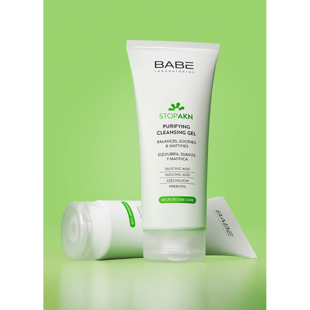 Очищуючий гель для жирної та проблемної шкіри - Babe Laboratorios Stop AKN Purifying Cleansing Gel фото 2