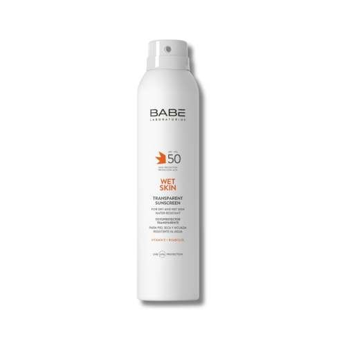 Солнцезащитный спрей с эффектом матирования - Babe Laboratorios Transparent Sunscreen Wet Skin Spray SPF 50 фото