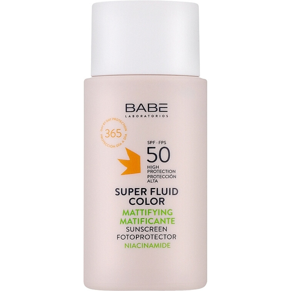 Сонцезахисний супер флюїд ВВ з тонуючим та матуючим ефектом SPF 50 - Babe Laboratorios Super Fluid Color Mattifying SPF 50 фото 2