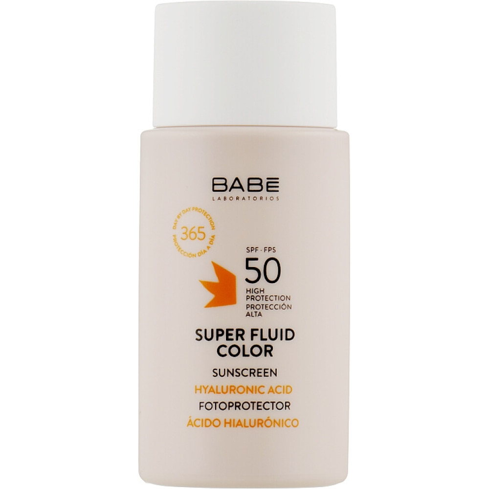 Солнцезащитный суперфлюид ВВ SPF 50 с тонирующим эффектом - Babe Laboratorios Super Fluid Color Sunscreen SPF 50 With Hyaluronic Acid фото 2