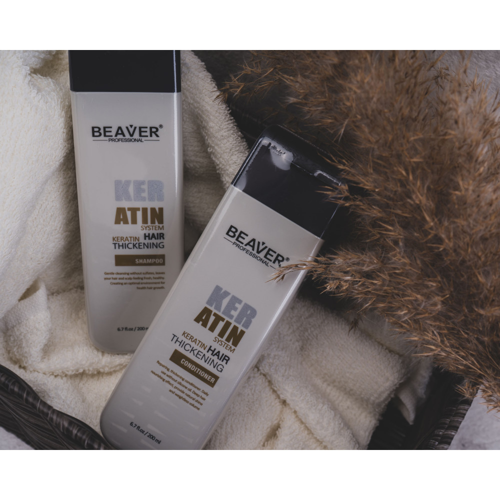 Кондиционер с кератином для густоты и уплотнения структуры волос - Beaver Professional Keratin System Conditioner фото 3