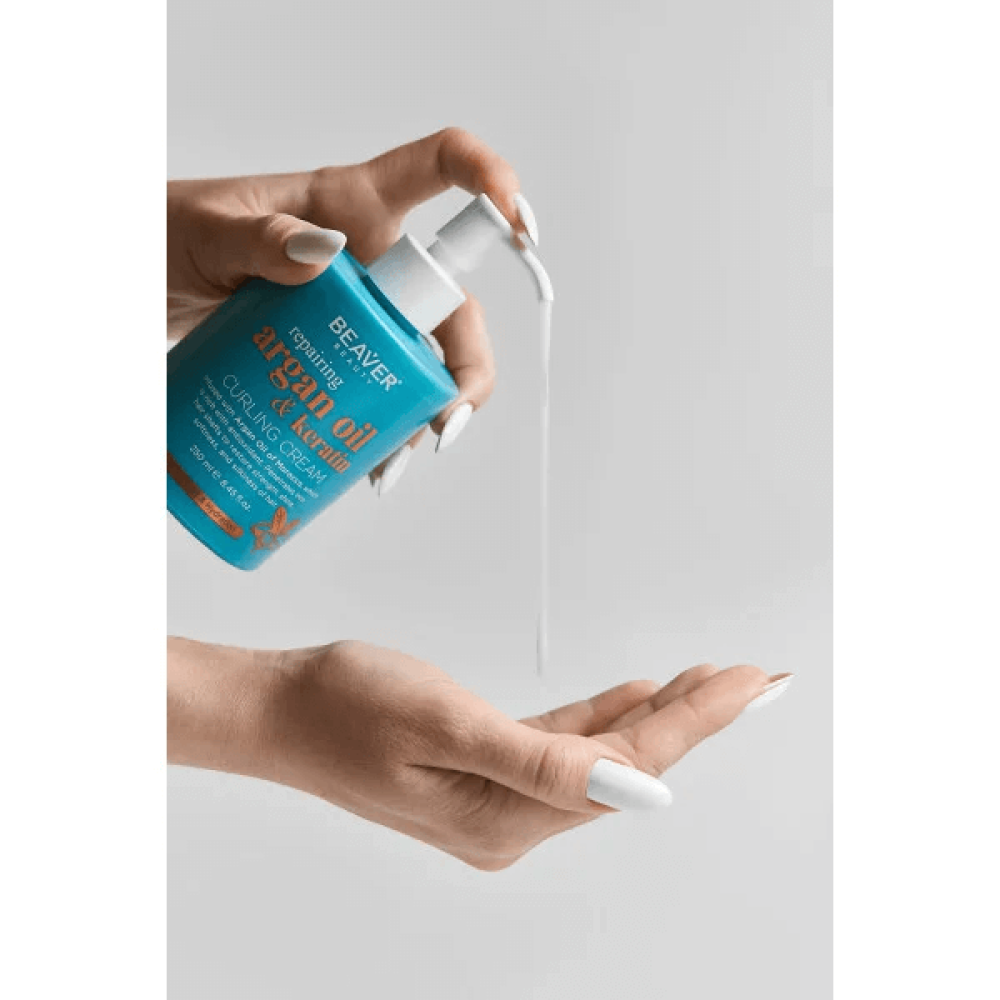 Крем з Аргановою олією для пружних локонів - Beaver Professional Repairing Argan Oil & Keratin Curling Cream фото 2