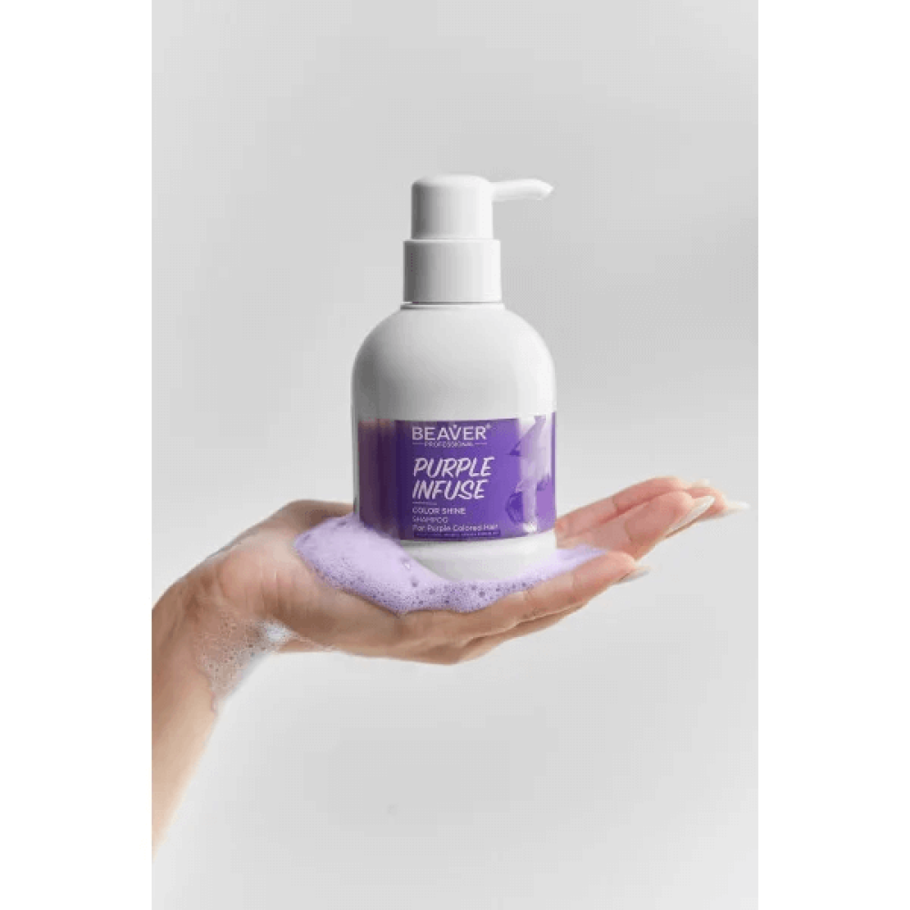 Шампунь для інтенсивного догляду та нейтралізації жовтизни - Beaver Professional Infuse Color Shine Shampoo Purple фото 2