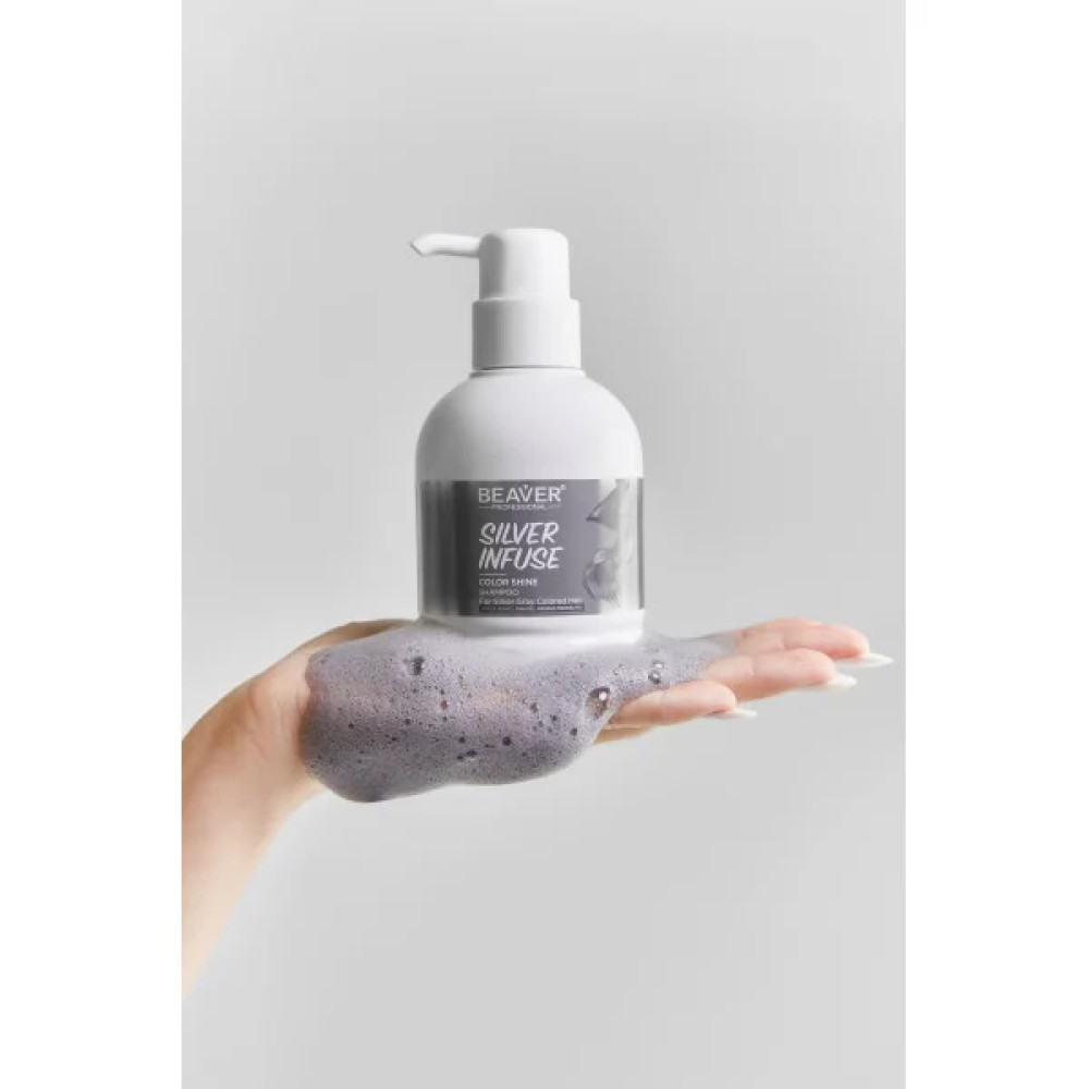Шампунь для інтенсивного догляду волосся світло-попелястий - Beaver Professional Infuse Color Shine Shampoo Silver фото 2