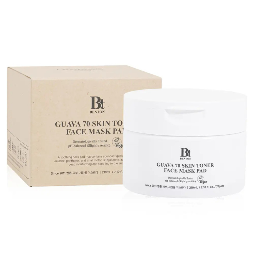 Успокаивающие тонер-пэды для лица - Benton Guava 70 Skin Toner Face Mask Pad фото 5