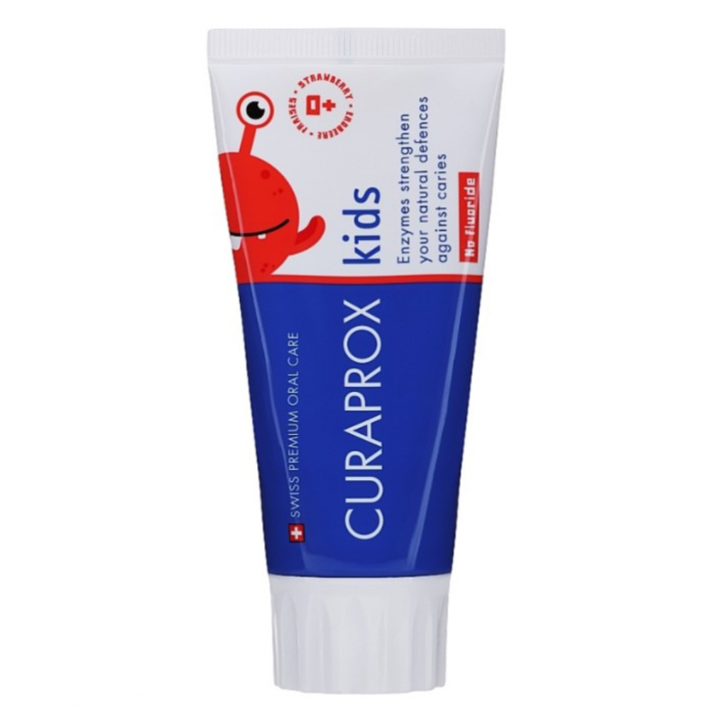 Детская паста со вкусом клубники, без фтора - Curaprox TPkids0S фото 3