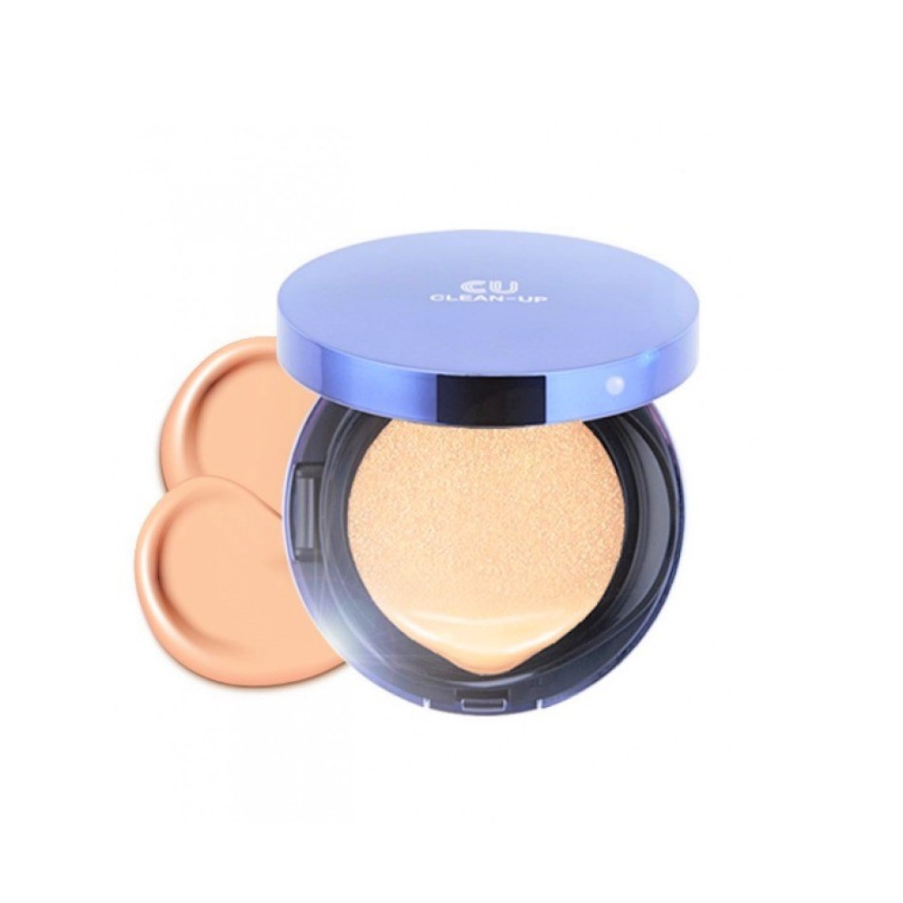 Інноваційний кушон зі змінним блоком (21 тон) - Cuskin Clean-Up Skinfit Cushionpact No.21 SPF 50+ PA+++ фото 2