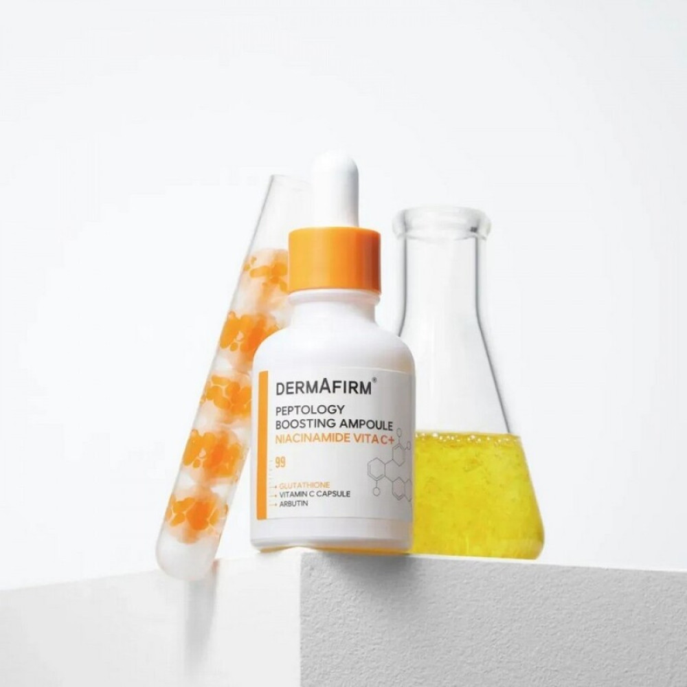 Сироватка-бустер з ніацинамідом та вітаміном C - DermAfirm Peptology Boosting Ampoule Niacinamide Vita C+ фото 4
