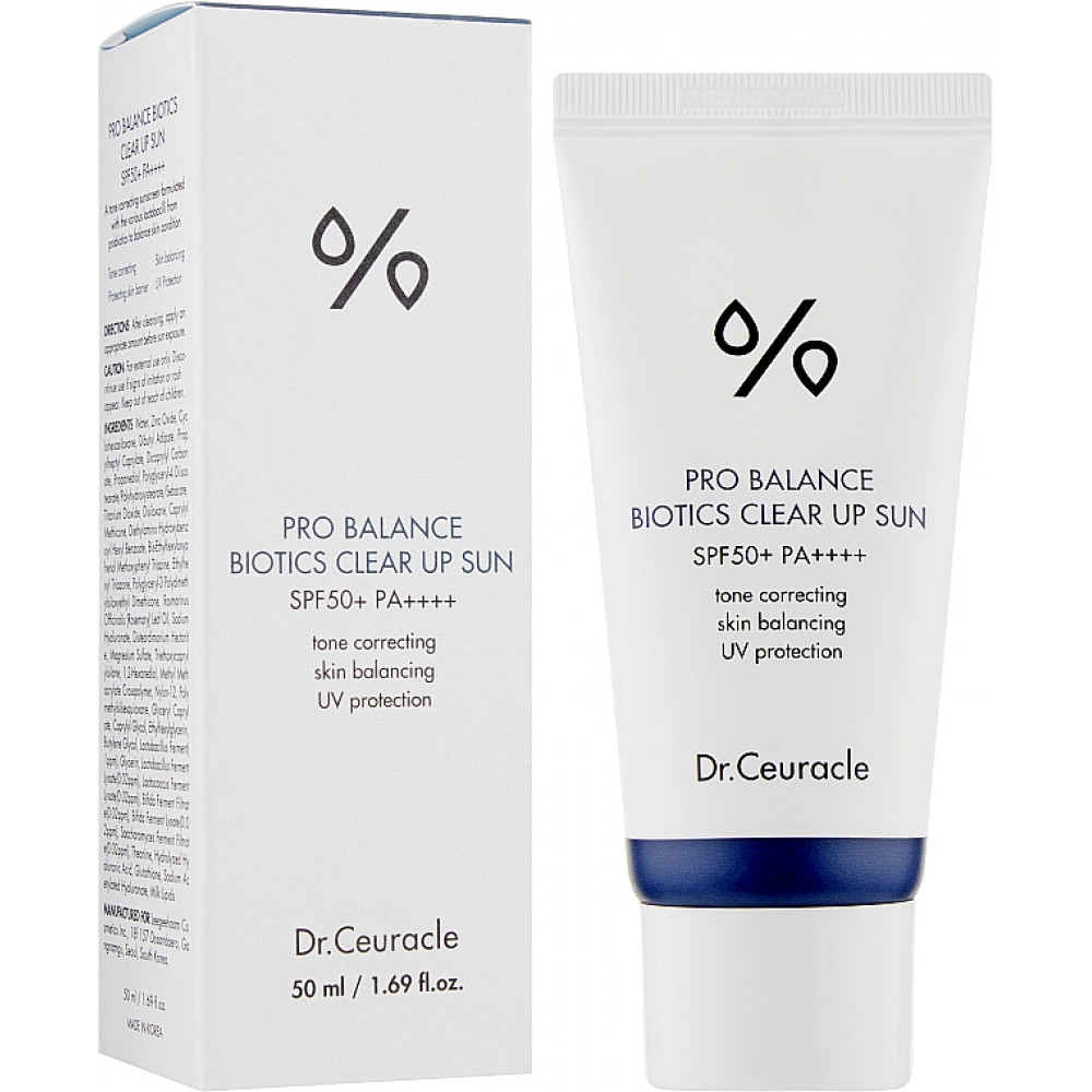 Сонцезахисний крем-емульсія з пробіотиками - Dr.Ceuracle Pro Balance Biotics Clear Up Sun SPF50+ фото