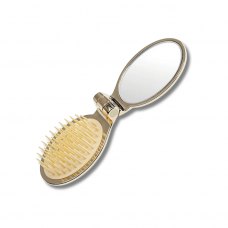 Мини-расчёска с зеркалом золотая - Janeke Gold Folding Mirror Brush 