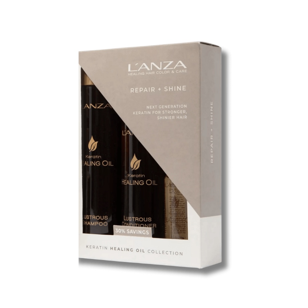 Набір для сяйва волосся з кератином - L'anza Keratin Healing Oil Trio Box фото
