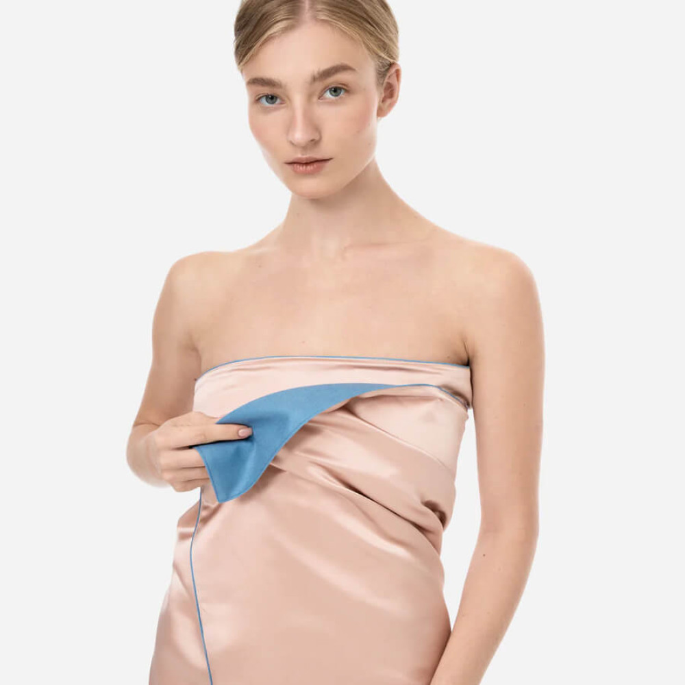 Рушник для тіла з шовку та мікрофібри пудровий - MOLODO Silk & Microfibre Towel Powder Pink фото 2