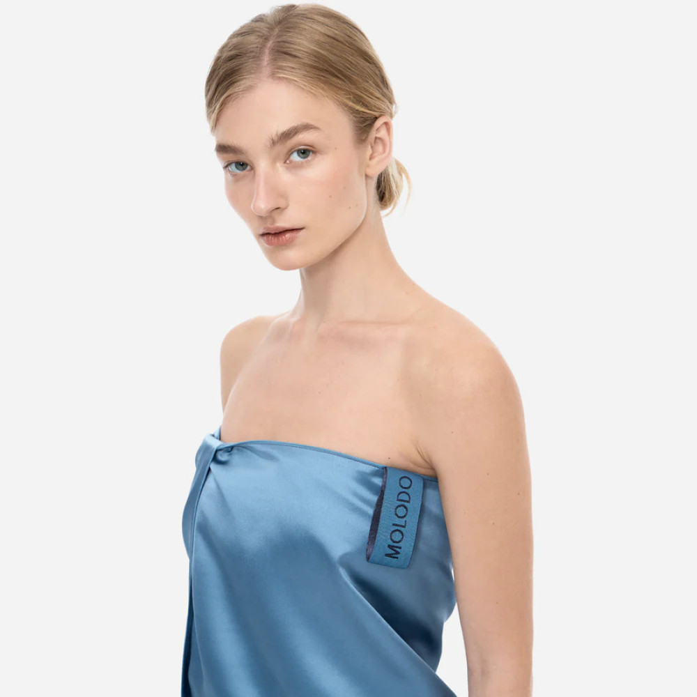 Полотенце для тела из шелка и микрофибры синее - MOLODO Silk & Microfibre Towel Blue фото 2