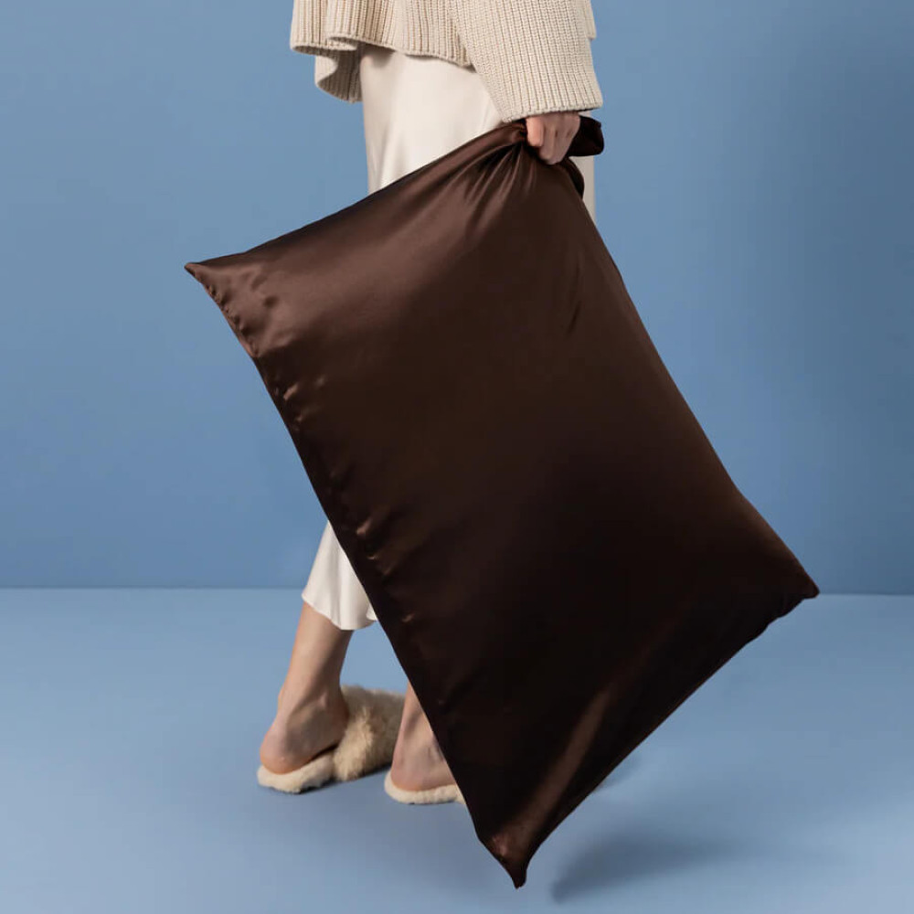Шелковая наволочка коричневая - MOLODO Silk Pillowcase Brown фото 3