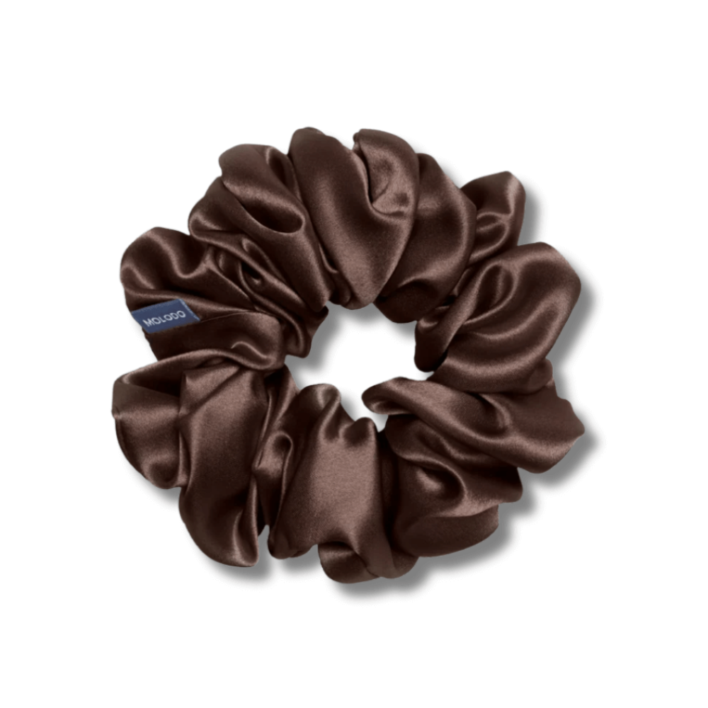 Шовкова резинка для волосся коричнева - MOLODO Silk Scrunchie Large Brown фото