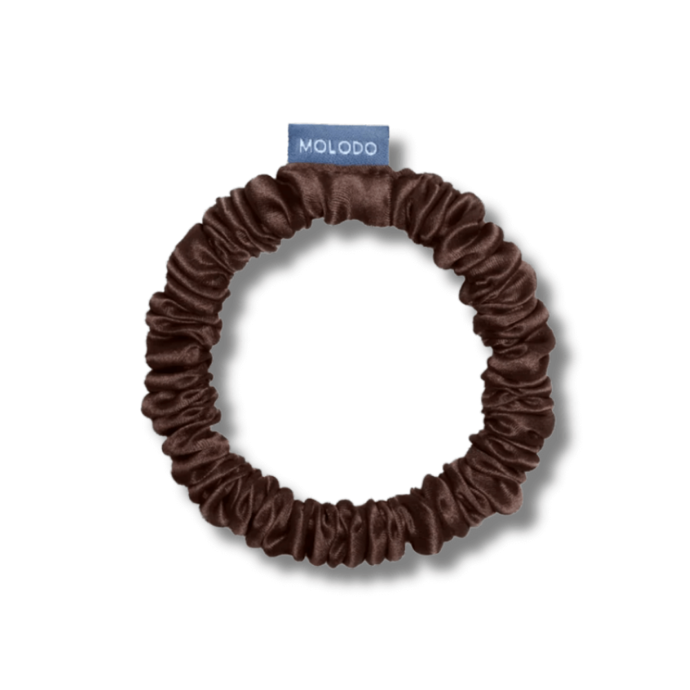 Шовкова резинка для волосся коричнева - MOLODO Silk Scrunchie Small Brown фото
