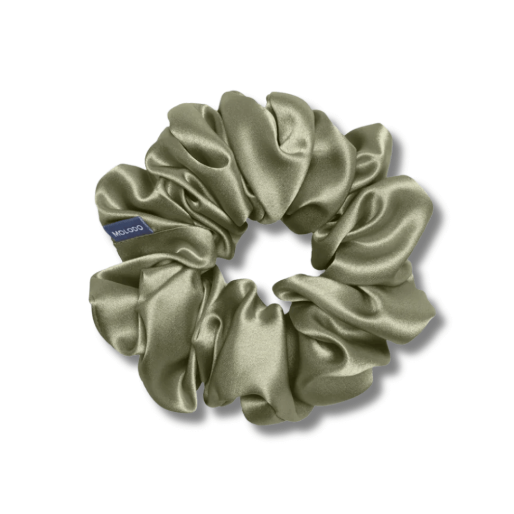 Шовкова резинка для волосся оливкова - MOLODO Silk Scrunchie Large Forest Moss фото