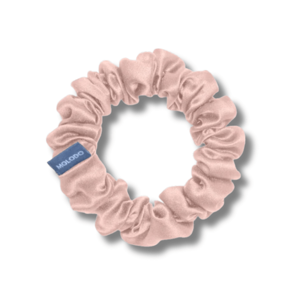 Шелковая резинка для волос пудровая - MOLODO Silk Scrunchie Medium Powder Pink фото