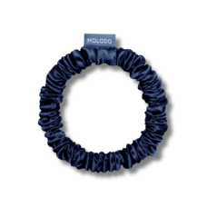 Шелковая резинка для волос тёмно-синяя - MOLODO Silk Scrunchie Small Deep Sea 