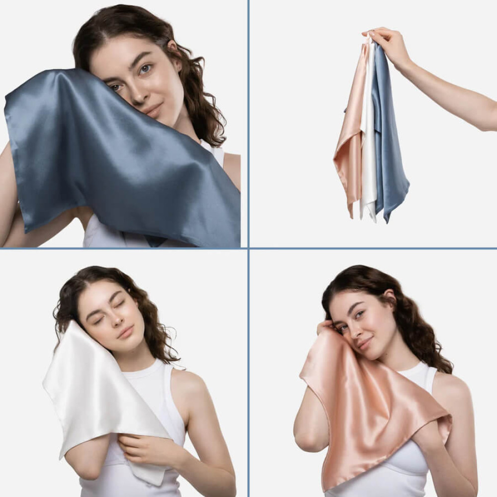 Шовковий рушник для обличчя молочний - MOLODO Silk Face Towel Off White фото 2