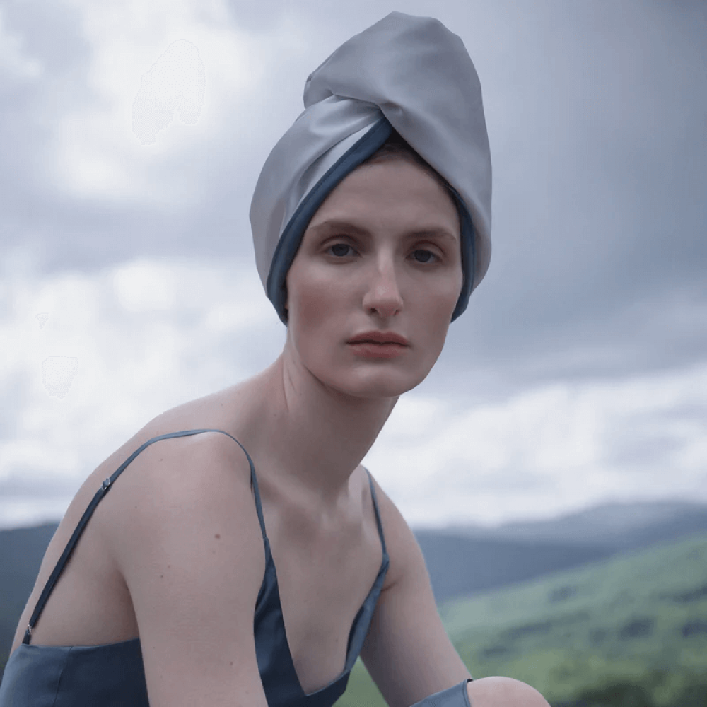 Шовковий тюрбан з мікрофіброю молочний - MOLODO Silk Turban With Microfiber Off White фото 2