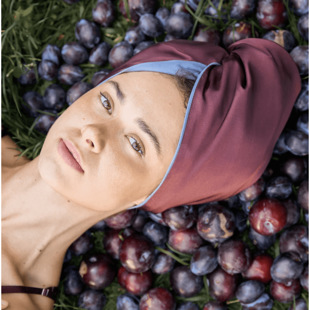 Шовковий тюрбан з мікрофіброю сливовий - MOLODO Silk Turban With Microfiber Plum фото 2