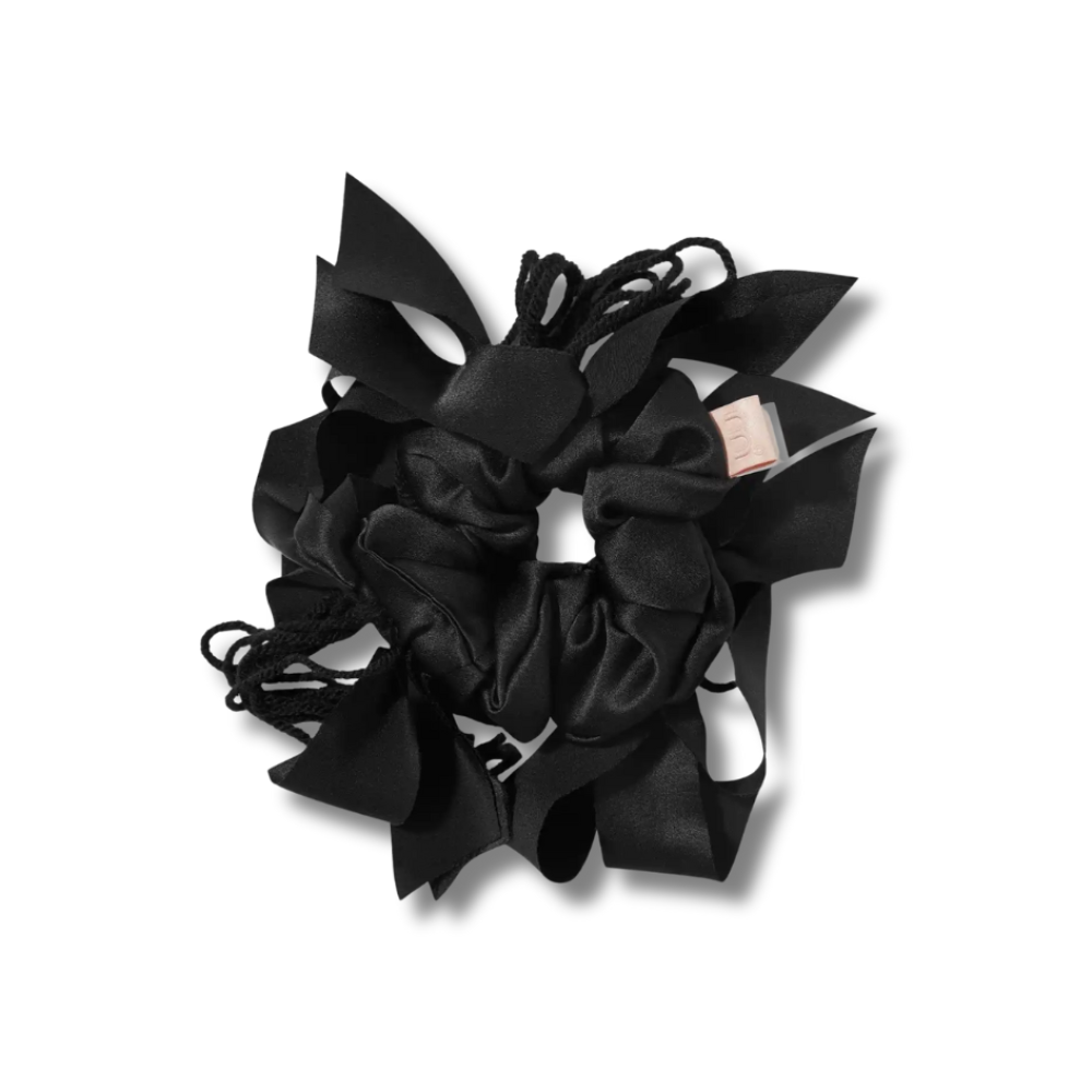 Дизайнерська шовкова резинка чорна - MON MOU x BOBKOVA Silk Large Scrunchie Black фото