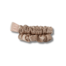 Набор из 2 тонких мини-резинок для волос в бежевом цвете - MON MOU Silk Mini Slim Scrunchie Beige Set 