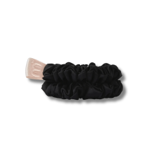 Набор из 2 тонких мини-резинок для волос в черном цвете - MON MOU Silk Mini Slim Scrunchie Black Set 