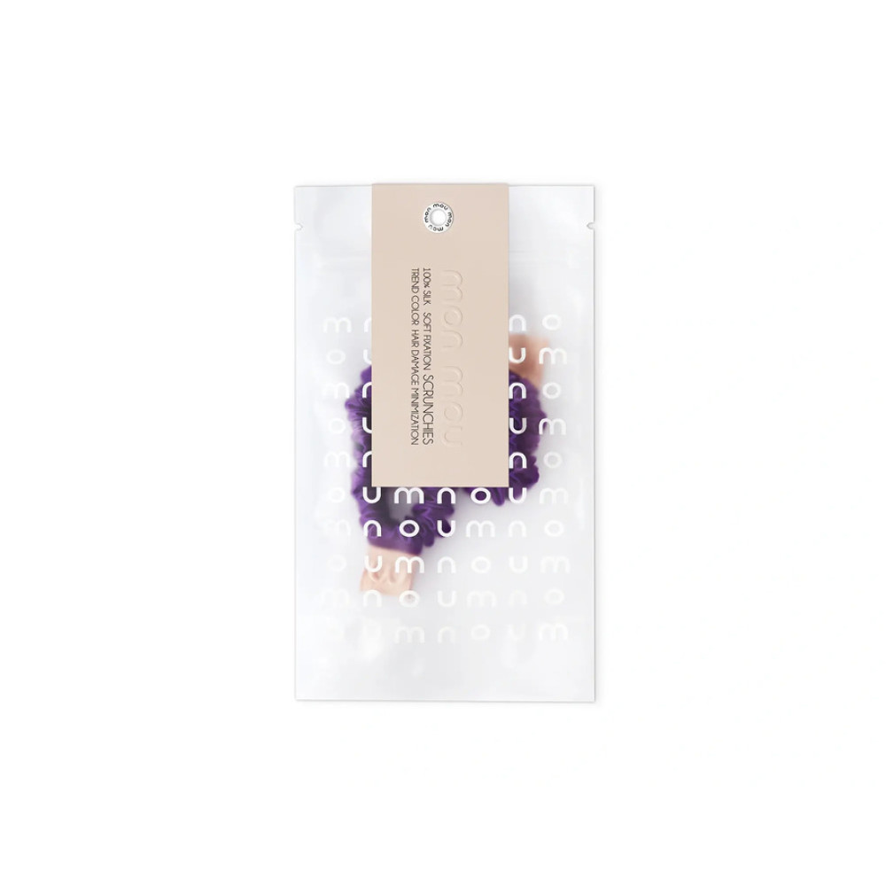 Набор из 2 тонких мини-резинок для волос в фиолетовом цвете - MON MOU Silk Mini Slim Scrunchie Purple Set фото 3