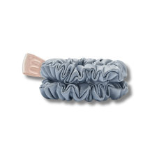 Набор из 2 тонких мини-резинок для волос в серо-голубом цвете - MON MOU Silk Mini Slim Scrunchie Gray Blue Set 