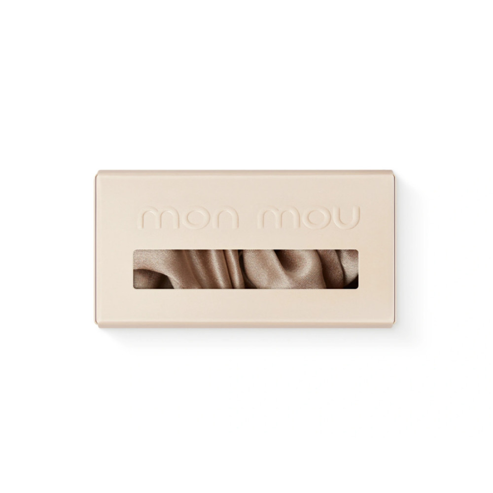 Объемная резинка для волос бежевая - MON MOU Silk Large Scrunchie Beige фото 3
