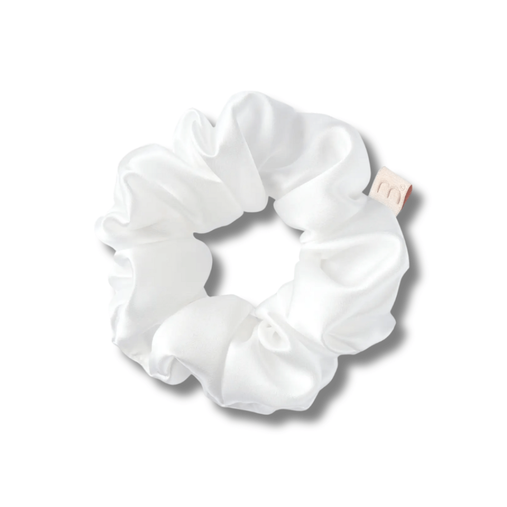 Об'ємна резинка для волосся біла - MON MOU Silk Large Scrunchie White фото