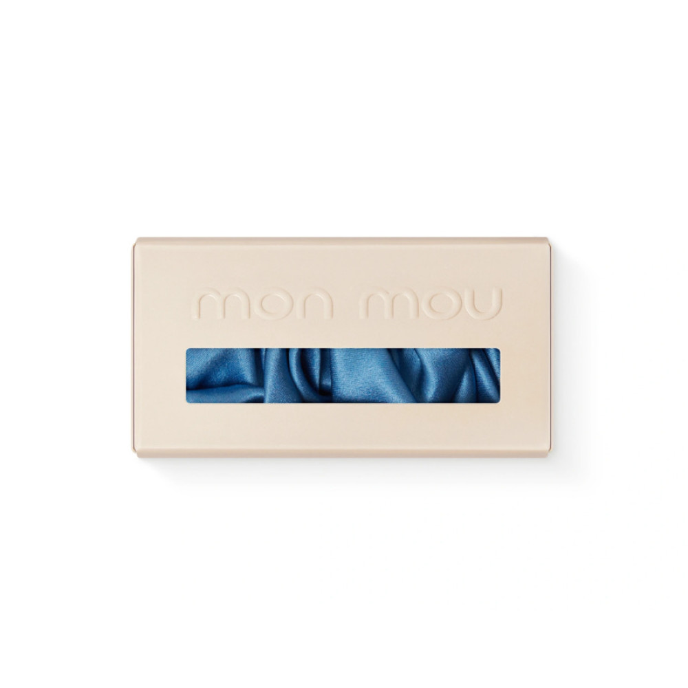 Объемная резинка для волос голубая - MON MOU Silk Large Scrunchie Sky Blue фото 2