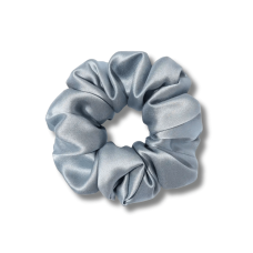 Объемная резинка для волос серо-голубая - MON MOU Silk Large Scrunchie Gray Blue 