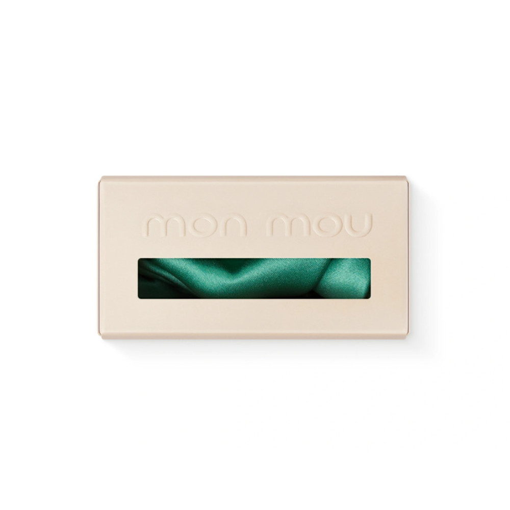 Объемная резинка для волос зелёная - MON MOU Silk Large Scrunchie Green фото 2