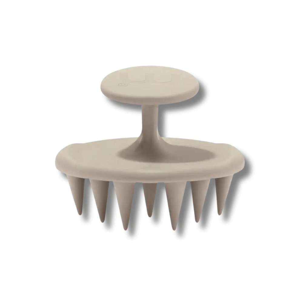 Щеточка для очищения кожи головы серо-бежевая - MON MOU Soft Scrub Brush Taupe фото