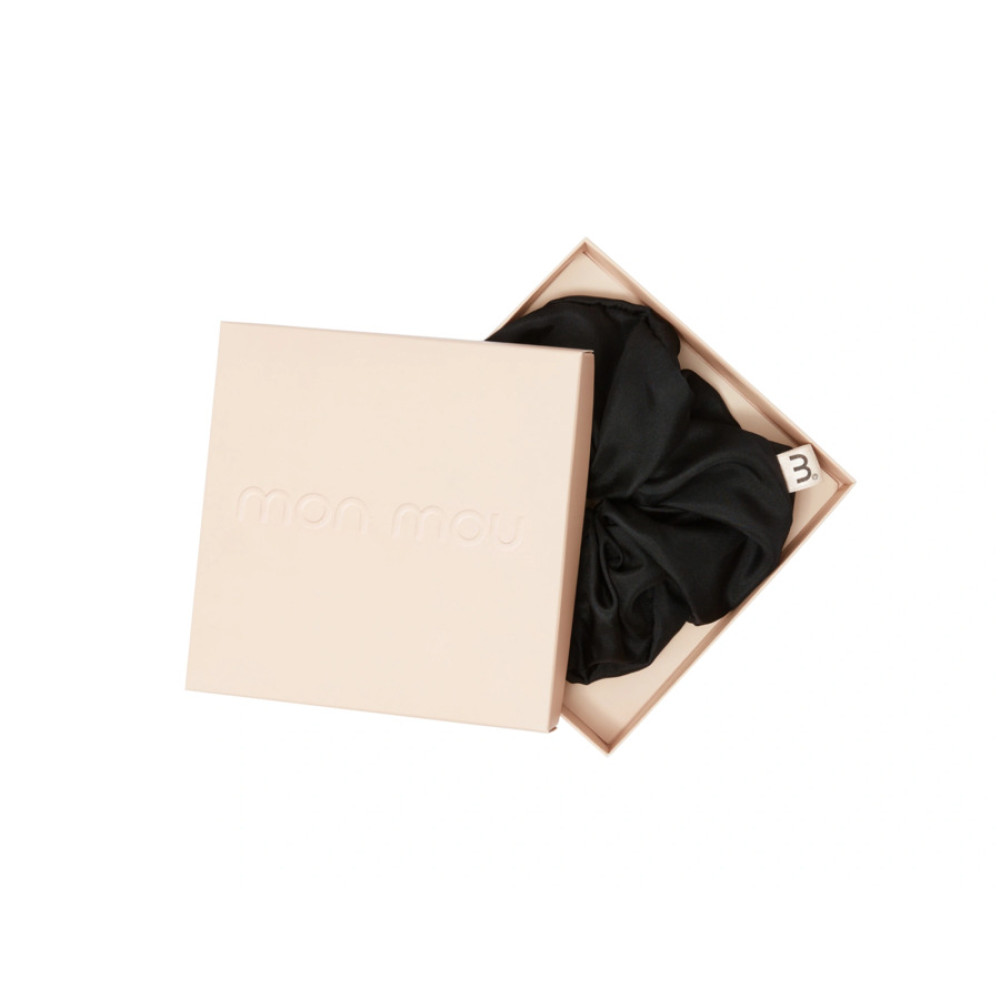 Супер об'ємна резинка для волосся чорна - MON MOU Silk Volume Scrunchie Black  фото 2