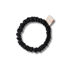 Тонкая резинка для волос черная - MON MOU Silk Slim Scrunchie Black 