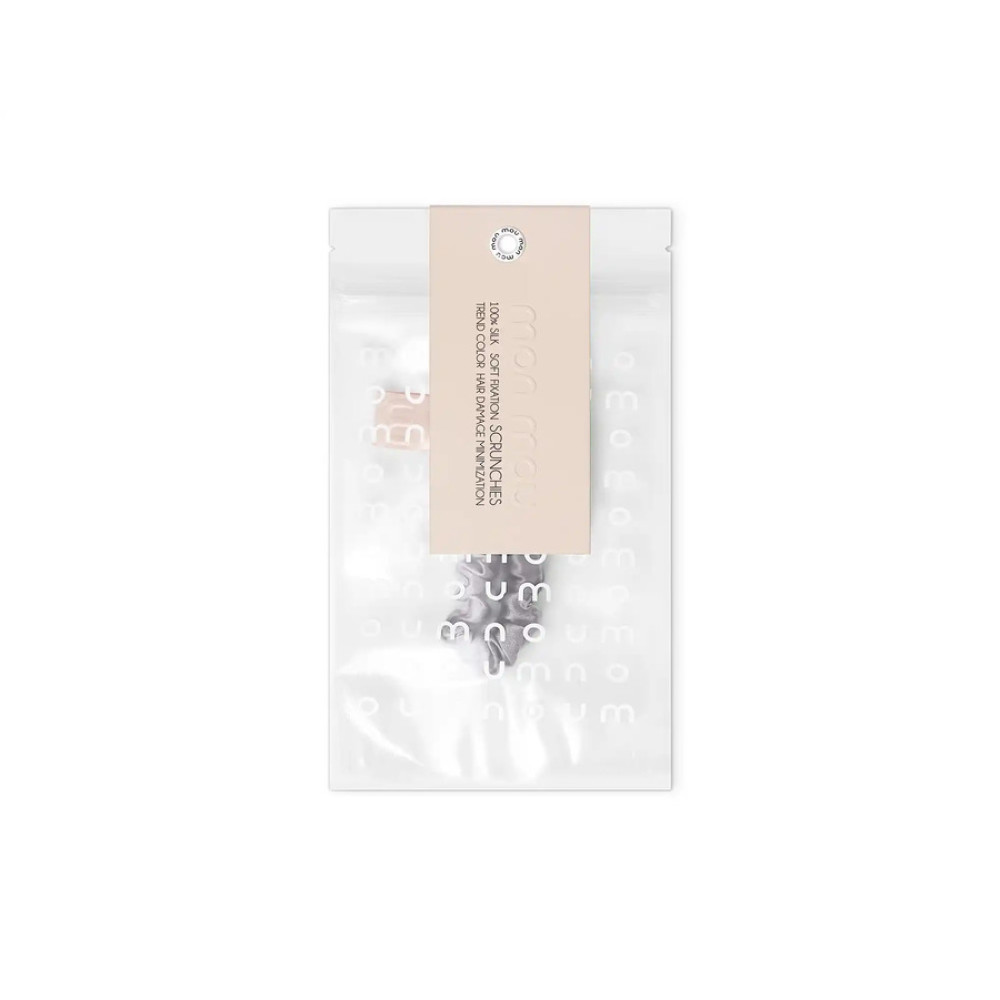 Тонкая резинка для волос жемчужно-серая - MON MOU Silk Slim Scrunchie Pearl Gray фото 2