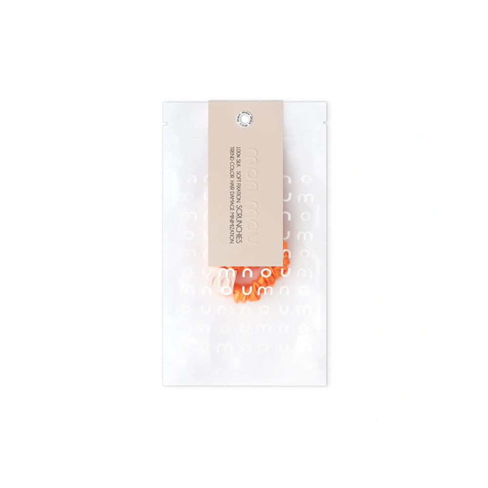 Тонкая резинка для волос оранжевая - MON MOU Silk Slim Scrunchie Orange фото 2