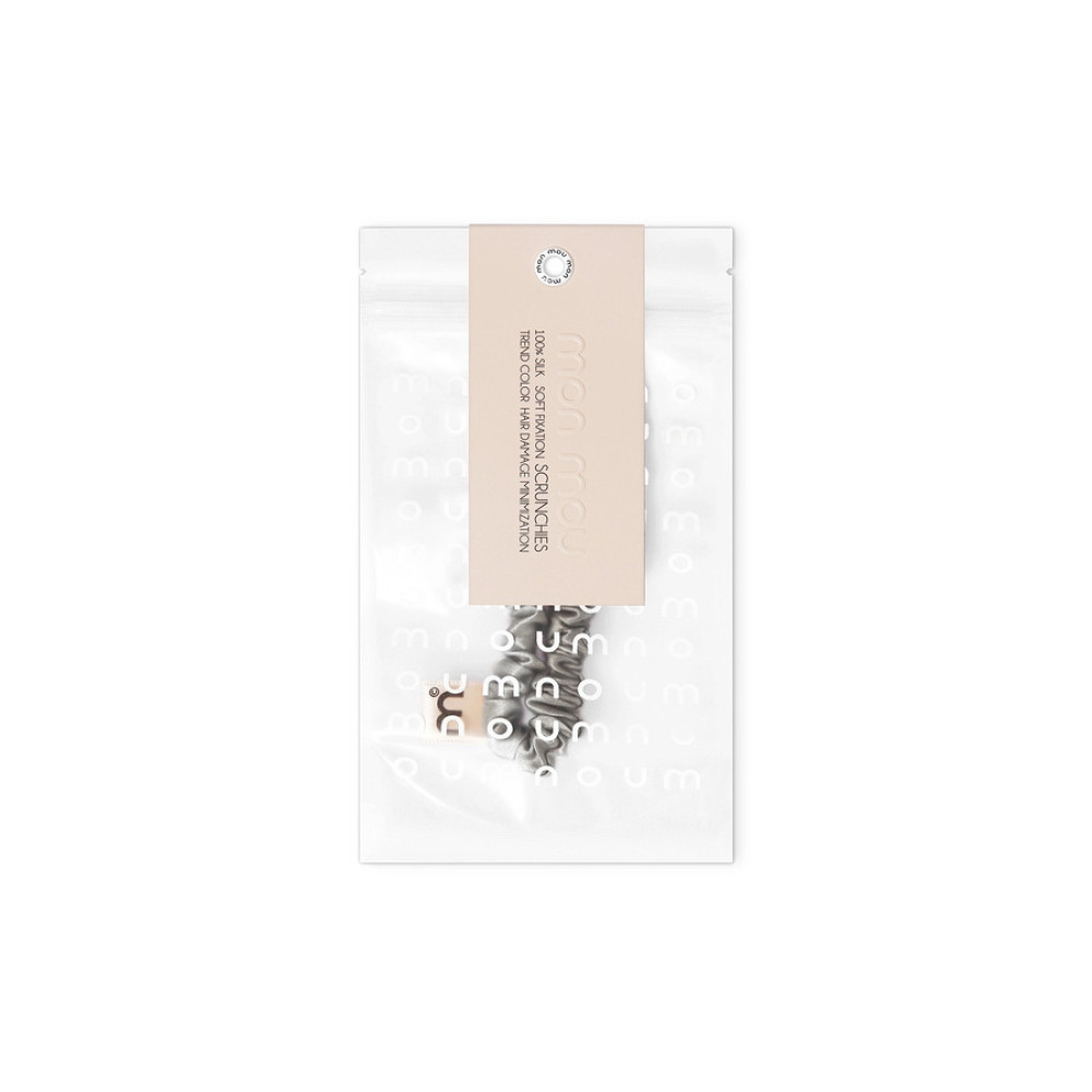 Тонка резинка для волосся сіро-бежева - MON MOU Silk Slim Scrunchie Taupe фото 2