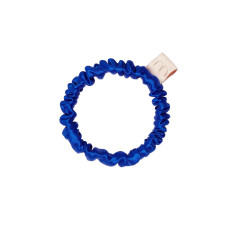 Тонкая резинка для волос тёмно-синяя - MON MOU Silk Slim Scrunchie Dark Blue 