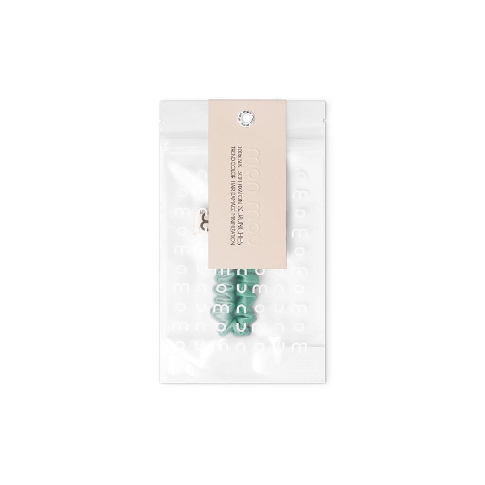 Тонкая резинка для волос зелёная - MON MOU Silk Slim Scrunchie Green фото 2