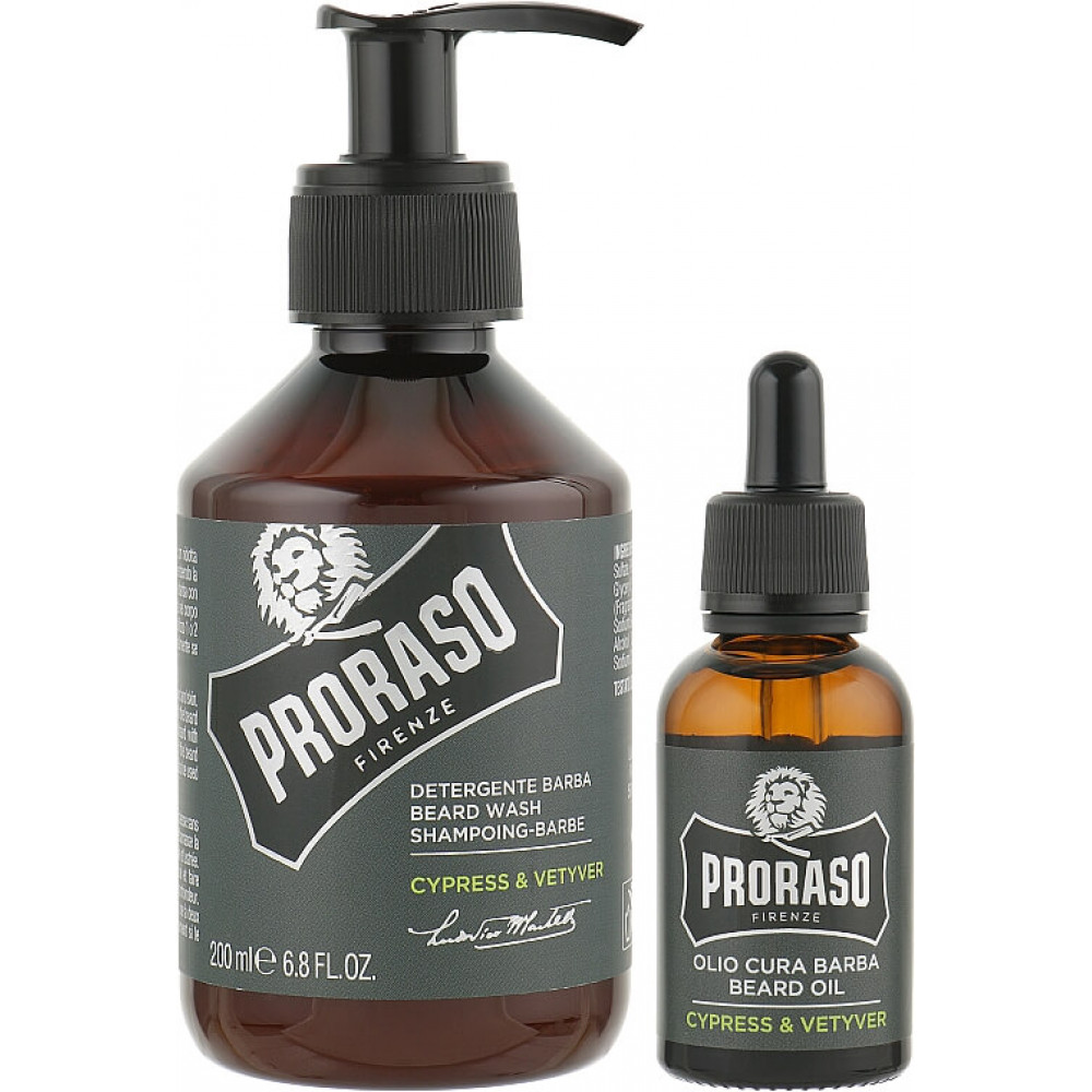 Набір для бороди - Proraso Duo Pack Oil + Shampoo Cypress & Vetyver фото 2