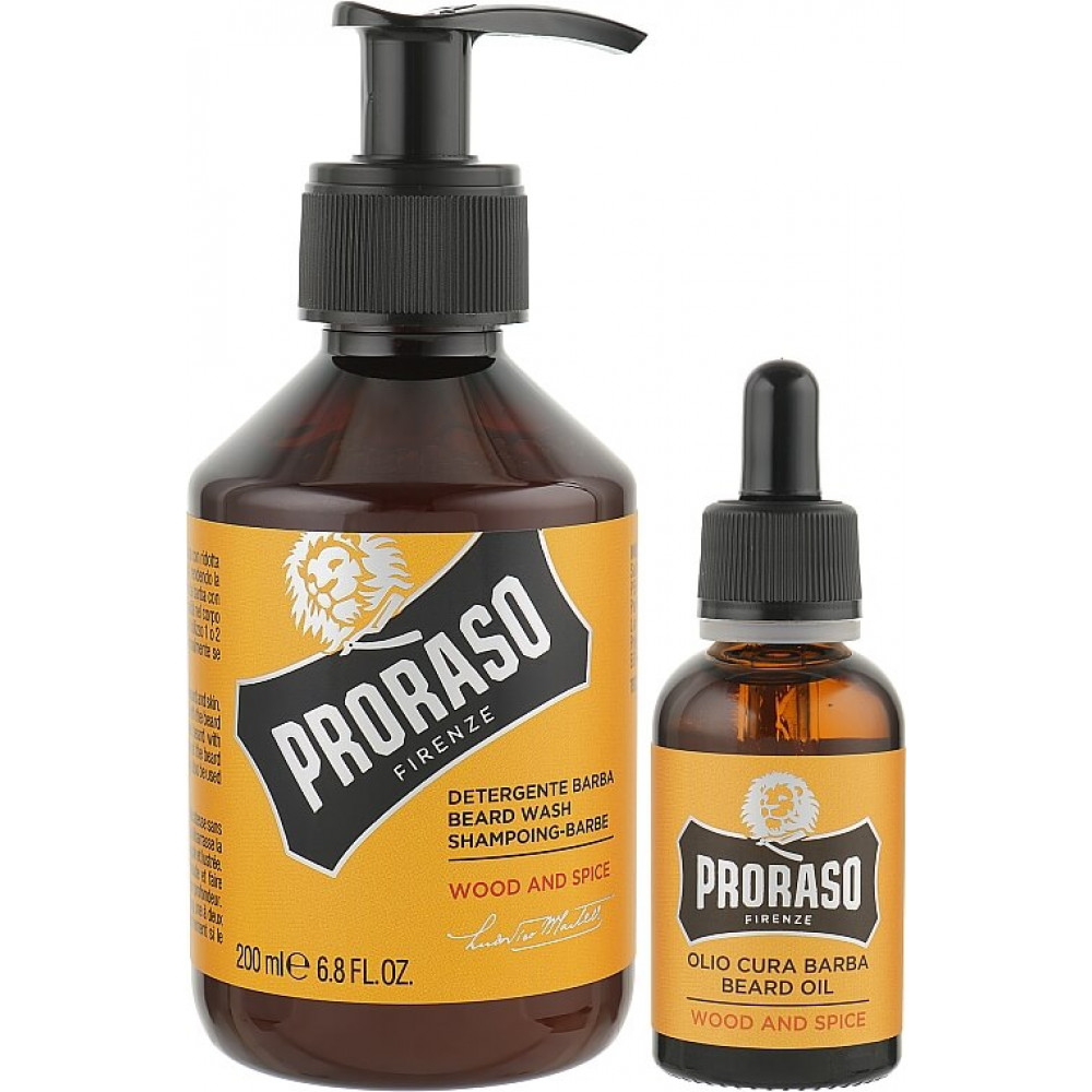 Набор для бороды - Proraso Duo Pack Oil + Shampoo Wood & Spice фото 2