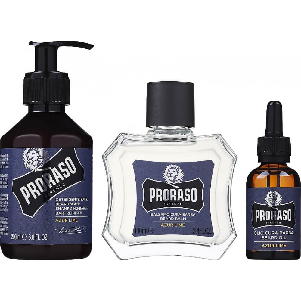 Набор по уходу за бородой - Proraso Metal Box Beard Care Azur Lime фото 2